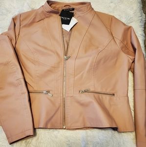 Baccini pink pleather jacket, NWT